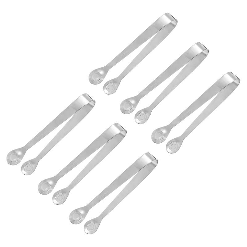 Serving Tongs, 6pcs Stainless Steel Ice Tongs, Mini Sugar Tongs Silver