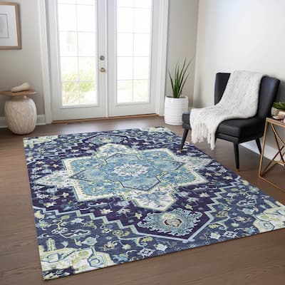 Machine Washable Indoor/ Outdoor Persian Traditional Chantille Rug