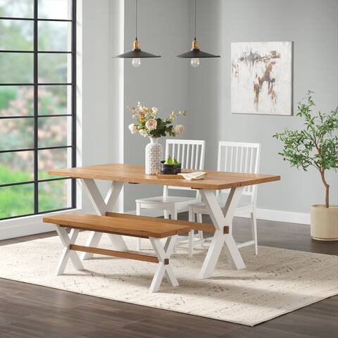 Chelsea 72" Dining Table, Dining Bench, and 2 Wood Dining Chairs, Set of 4