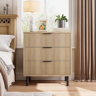 3/5/6 Drawer Fluted Dresser for Bedroom, Modern Wide Chest of Drawers with Metal Legs