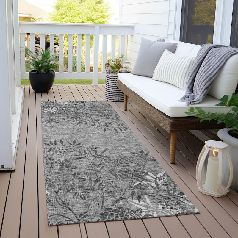 Machine Washable Indoor/ Outdoor Chantille Modern Garden Rug