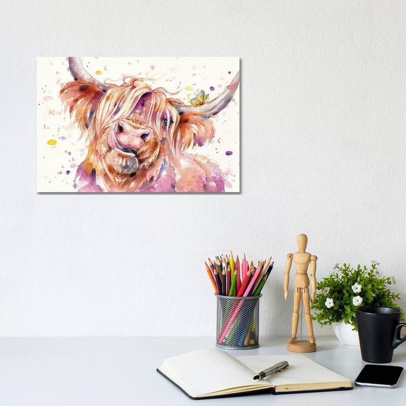 iCanvas "Bad Hair Don't Care (Scottish Highland Cow)" by Sillier Than Sally Canvas Print - 8x12x0.75