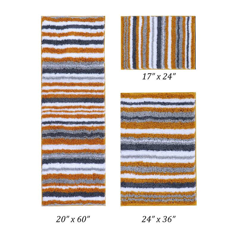 Better Trends Bath Rug 100% Polyester Super Absorbent Anti-Skid TPR Backing Bathroom Rug For Shower,Sink Mats Griffie Collection - 3 Piece Set (17" x 24" | 24" x 36" | 20" x 60") - Yellow