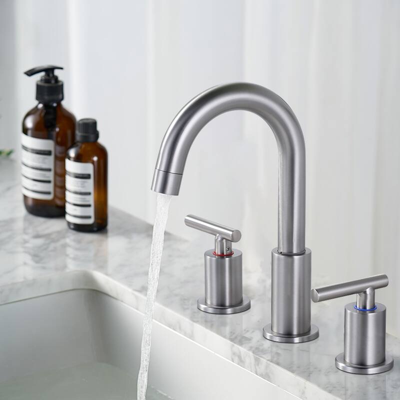 WOWOW Widespread 8 in. Double Handle Bathroom Faucet