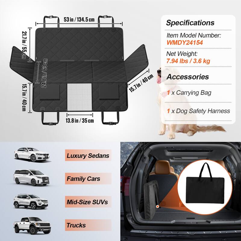 Back Seat Extender for Dogs,Dog Hammock for Car Back seat,Dog Car Seat Cover with Hard Bottom Dog Car Seat Bed