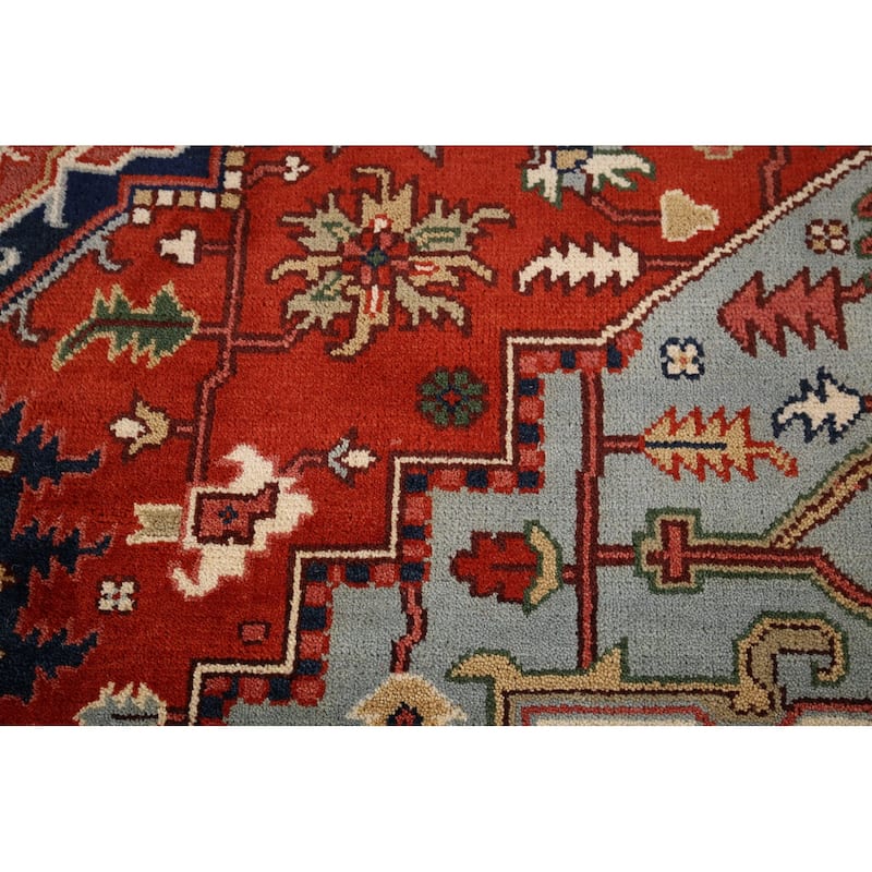 Heriz Serapi Indian Area Rug Hand-Knotted Wool Carpet - 8'6" x 11'10"