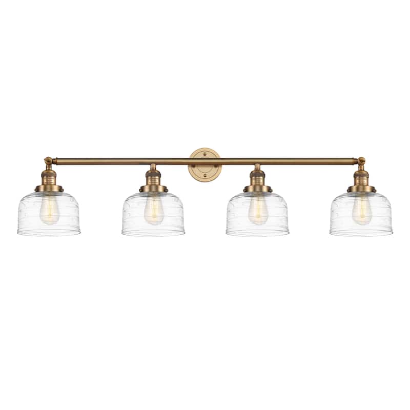 Innovations Lighting 215-10-44 Bell Vanity Bell 4 Light 44" Wide - Brushed Brass / Clear Deco Swirl