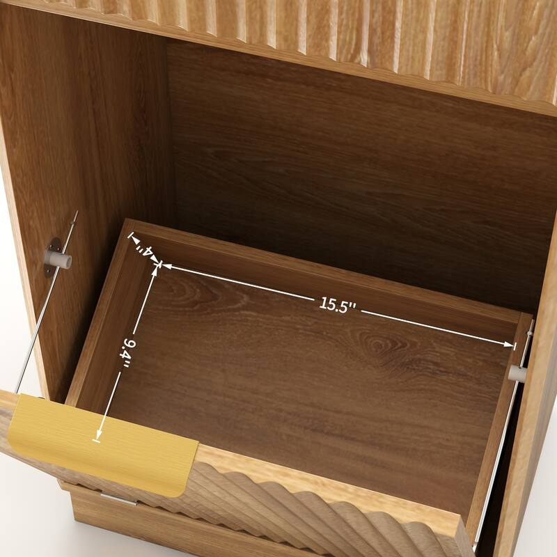 GDFStudio - Harper 13-Gallon Woodgrain Tilt-Out Cabinet with Textured Drawer & Hidden Waste Bin - 10-Gallon