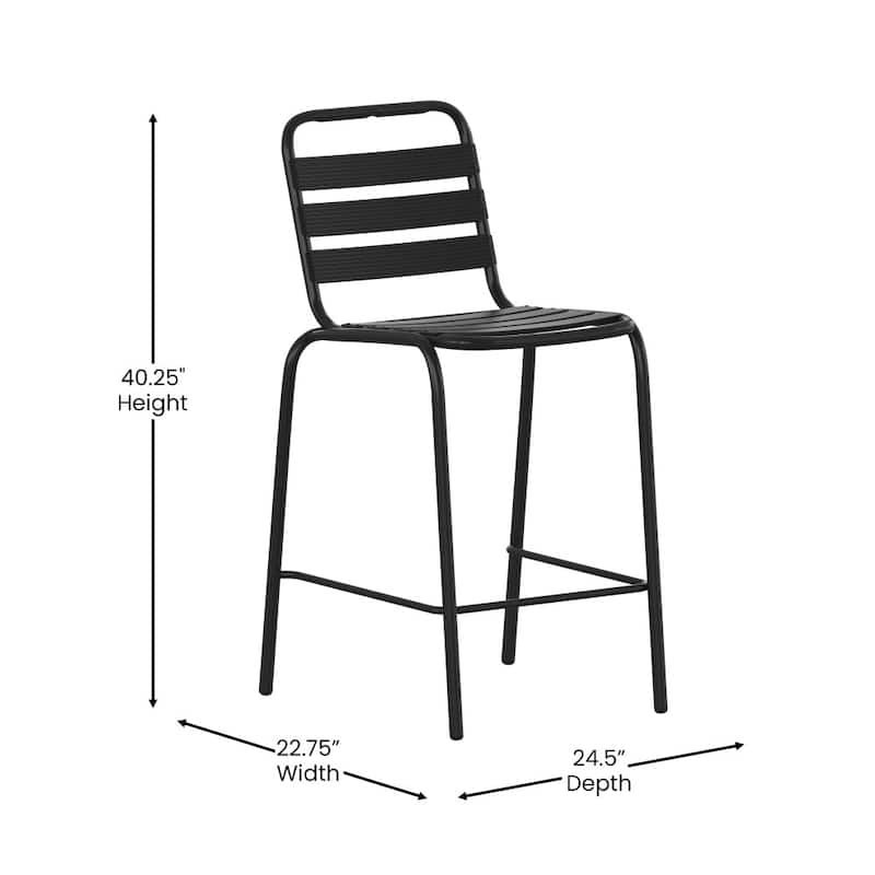 Commercial Indoor-Outdoor Restaurant Stack Stool with Triple Slat Back