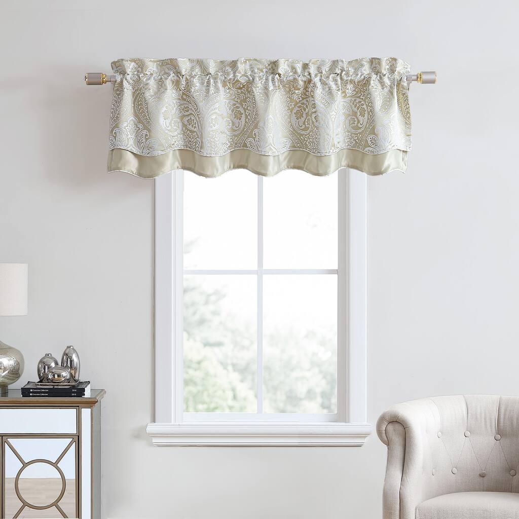 Croscill Helena Scalloped Double Layer Valance 67"x18", Champagne