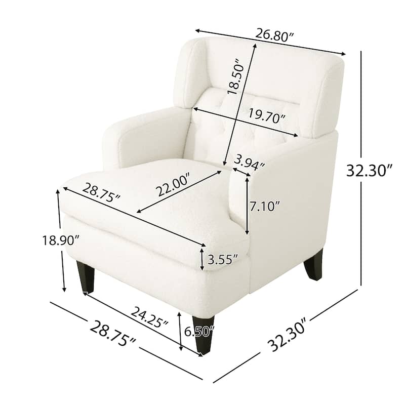 Roomfitters Upholstered Accent Chair Tufted Armchair for Living Room and Bedroom, Beige