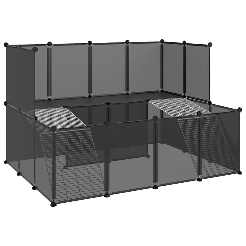 vidaXL Small Animal Cage Black/Transparent 56.3"x42.1"x36.6" PP and Steel