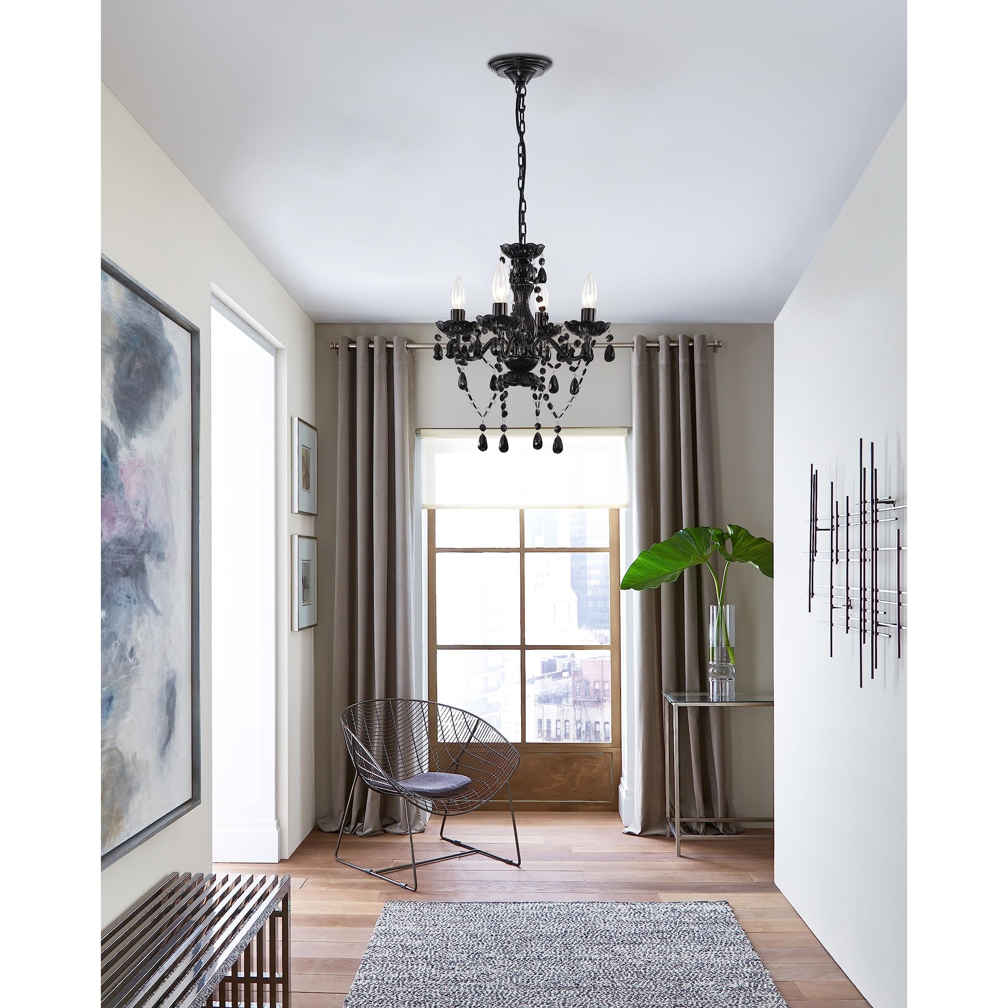 Black Chandelier Small Crystal Chandelier Lighting Mini Acrylic Chandelier  4 Light Modern Pendant Light Fixtures - On Sale - Bed Bath \u0026 Beyond -  40643407, image size:2048x2048