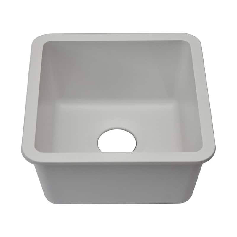 15 Inch Lexicon Platinum Quartz Composite Drop-in Undermount Single Bowl Galaxy White Kitchen Sink LP-1515-W-SO - 15x15 - Galaxy White