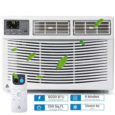 8000 BTU Window Air Conditioner, 115V/60Hz, Cooling Rooms up to 350 Sq. Ft, APP/Remote, ECO