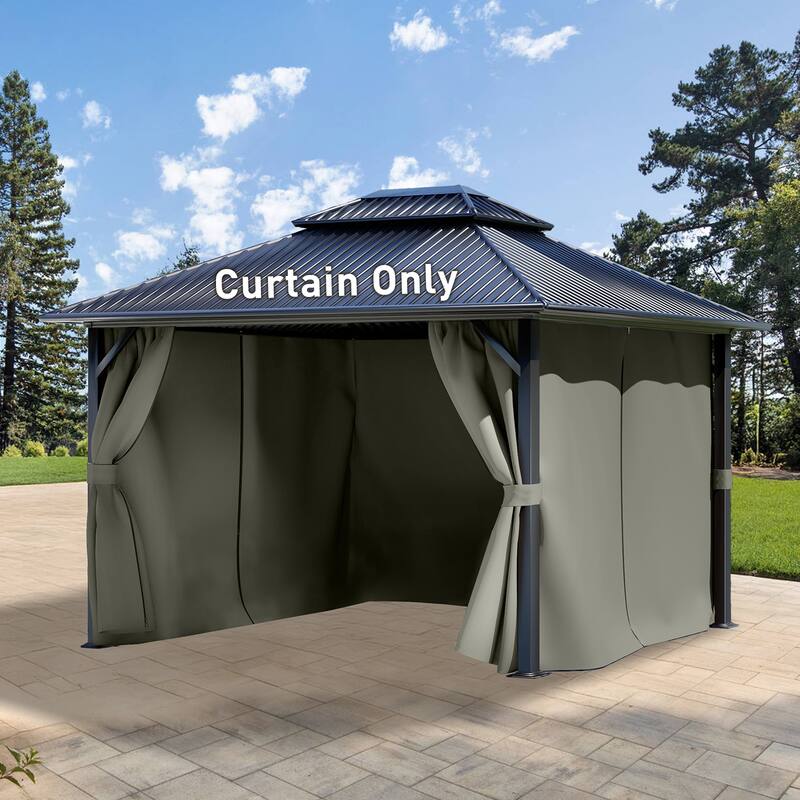 Aoodor Gazebo Curtain Replacement - Universal 4-Panel Sidewalls 10' x 13', Curtain Only