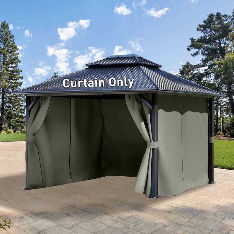 Aoodor Gazebo Curtain Replacement-Universal 4-Panel Sidewalls 10'x12', Curtain Only