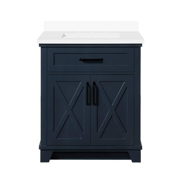 Ove Decors Ollie 30 W x 22 D Freestanding Bathroom Vanity with Sink and  Mirror, Midnight Blue