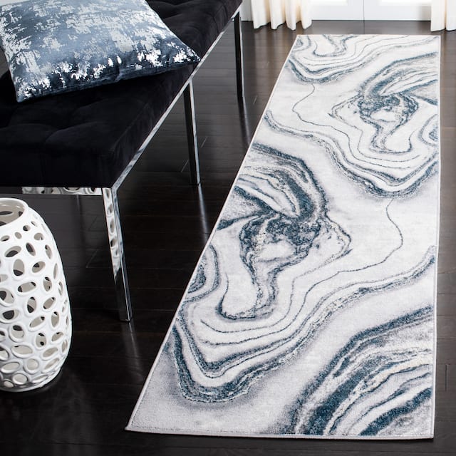SAFAVIEH Orchard Ayala Modern Abstract Rug - 2'2" x 11' Runner - Grey/Blue