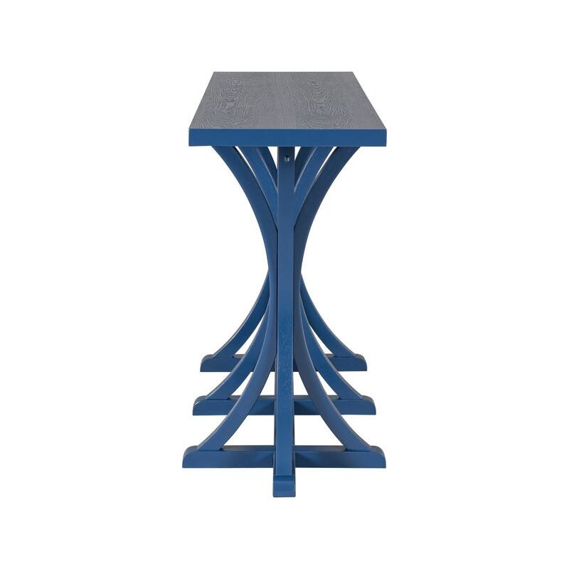 Wooden Console Table, Farmhouse Entryway Table with Oak Veneer Top and Rubberwood Curved Legs