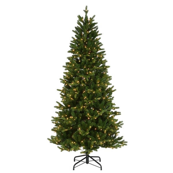slide 1 of 4, 7.5 ft. Townsend Spruce Slim Tree with Clear Lights