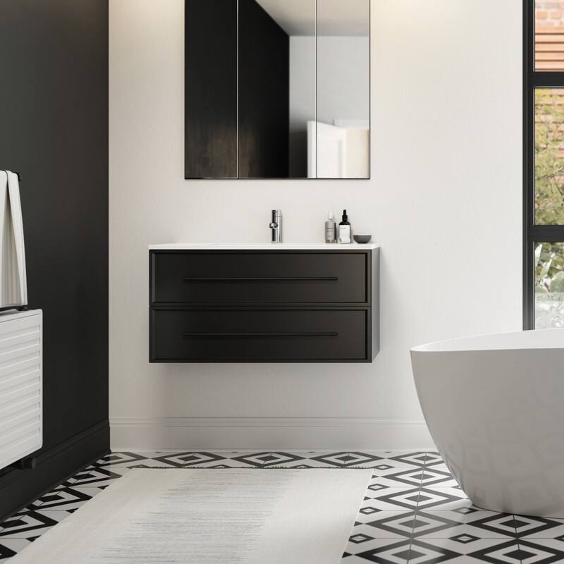 Milano Collection 30" Wall Mount Modern Shaker Bathroom Vanity with Sink and Drawers