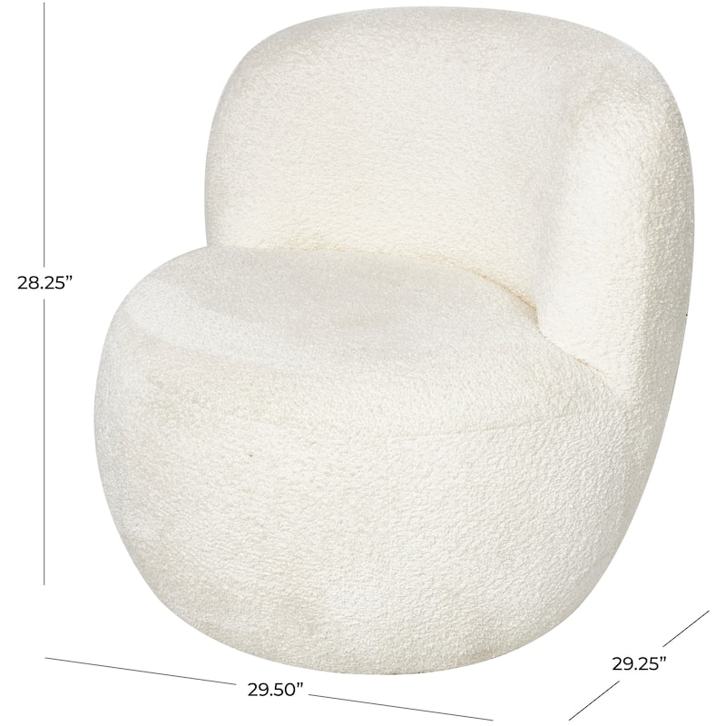 Polyester Rounded Barrel Accent Chair - White - Roche River Decor - 29"W x 30"L x 28"H