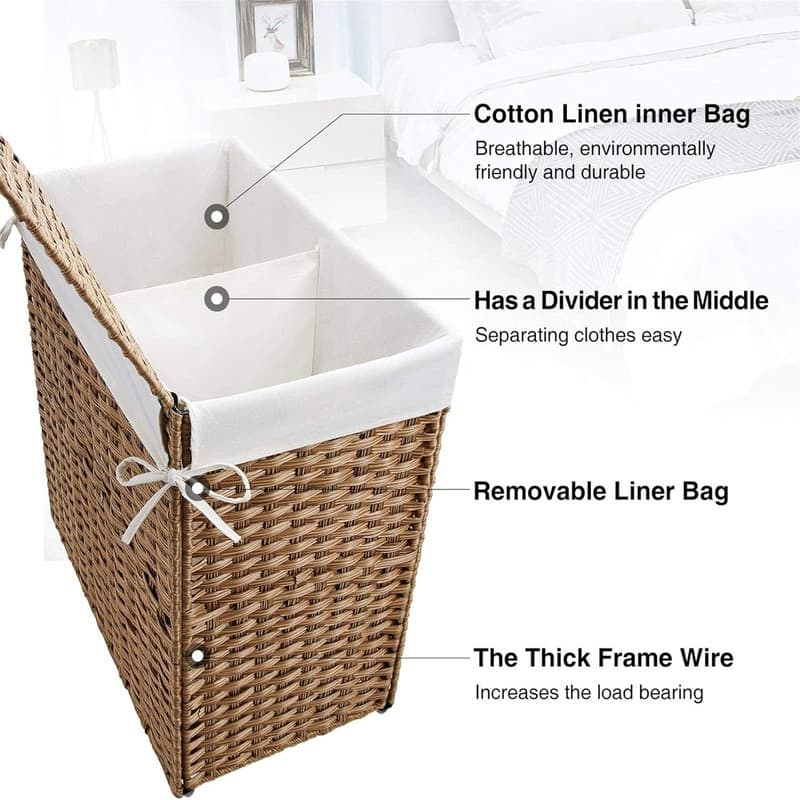 90L Divided Handwoven Hampers - 18.3"L x 13.5"W x 26.4"H