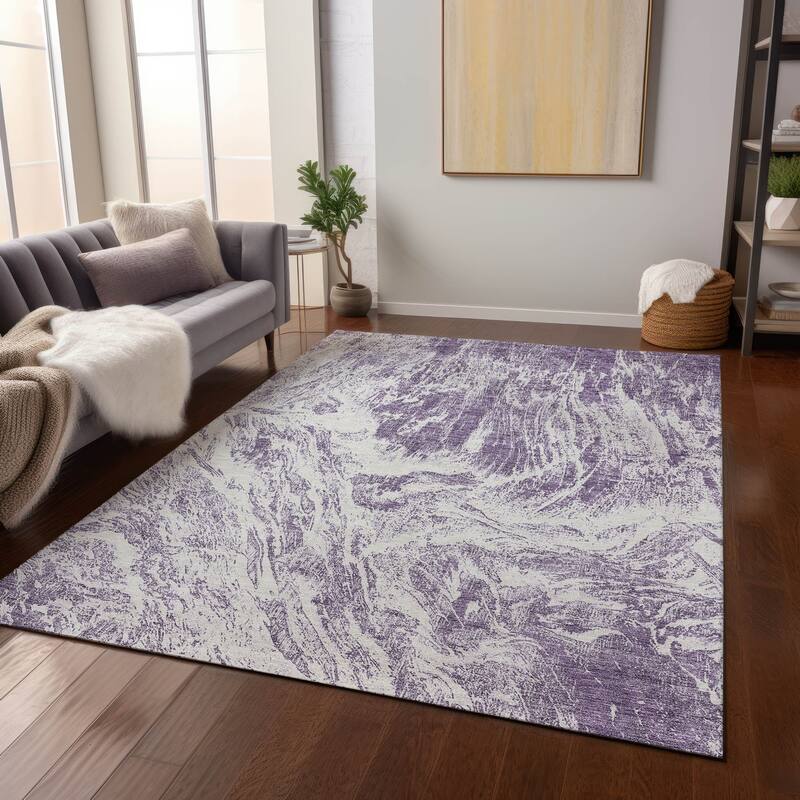 Machine Washable Indoor/ Outdoor Modern Abstract Chantille Rug