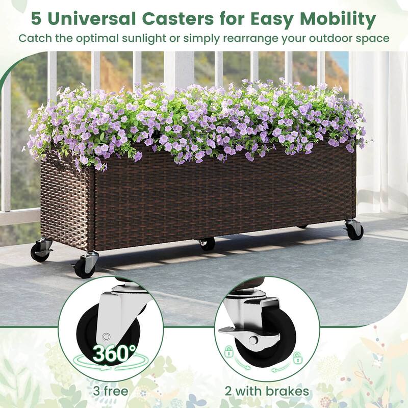 Costway 1/2 PCS Raised Garden Bed All-Weather PE Rattan Wicker Patio