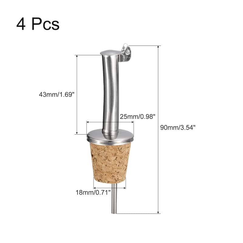 Auto Flip Olive Oil Spout, for Pours Liquid, Olive Oil, Wine, Vinegar - Silver - 4Pcs
