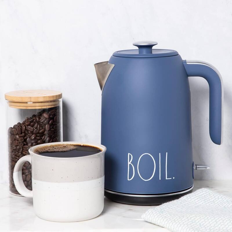 Rae Dunn Electric Hot Water Kettle - Stainless Steel, Swivel Base-Dry Protection, Easy Pour Pitcher, 1.7 Liters