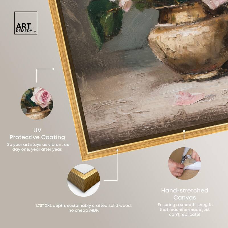 Pink Petals and Brass Canvas by Art Remedy