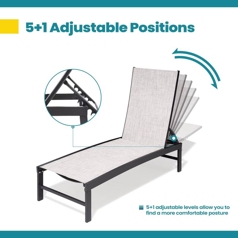 Pellebant Outdoor Adjustable Aluminum Chaise Lounge Chairs (Set of 4) - 23.43 " W x 42.63" D x 13.15" H