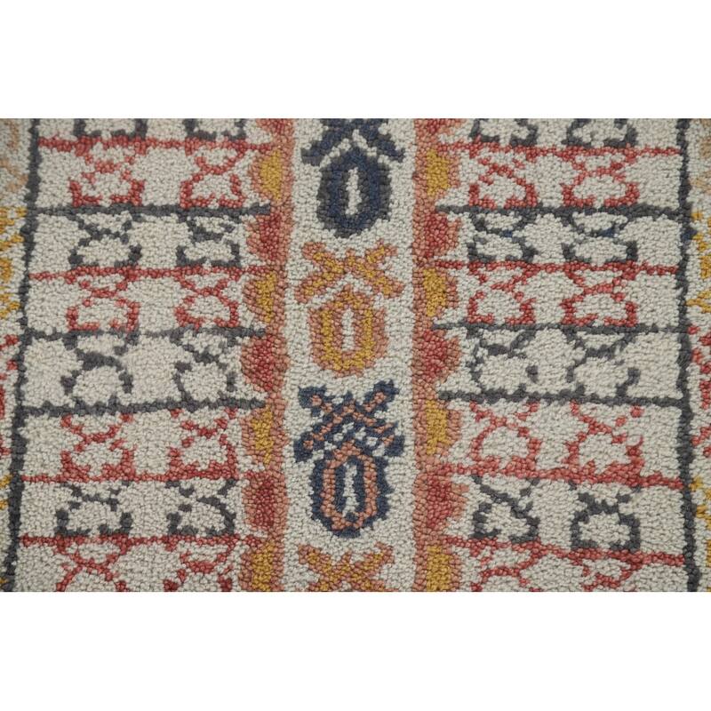 Geometric Khotan Oriental Runner Rug Hand-Knotted Wool Carpet - 2'6" x 8'0"