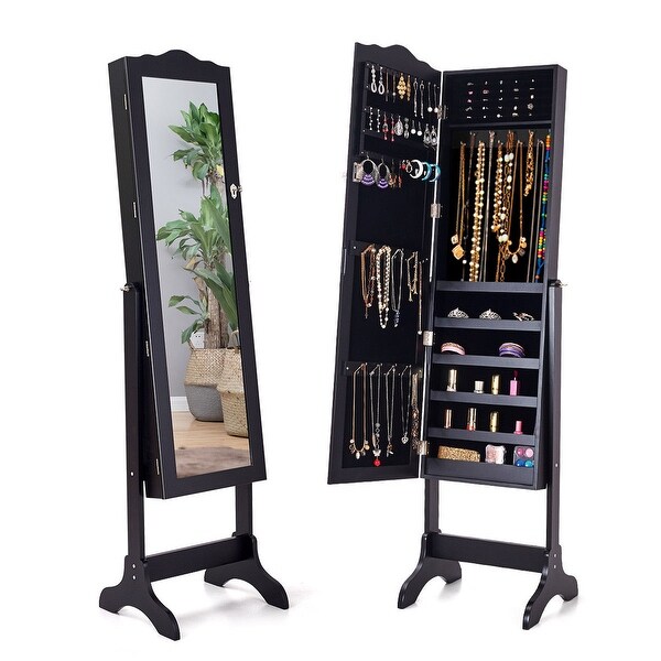 Shop Costway Lockable Mirrored Jewelry Armoire