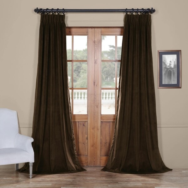 Exclusive Fabrics Signature Pleated Blkt Solid Velvet Curtain Panel. Opens flyout.