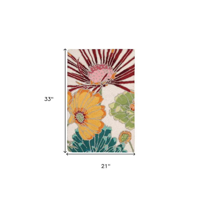Gayed Floral Stain Resistant Area Rug By HomeRoots - 33' X '21' X '0.5