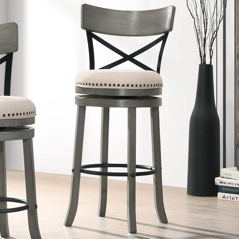 Heidi Modern Farmhouse Swivel Barstools (Set of 2) by Furniture of America - Light Grey - Bar Height