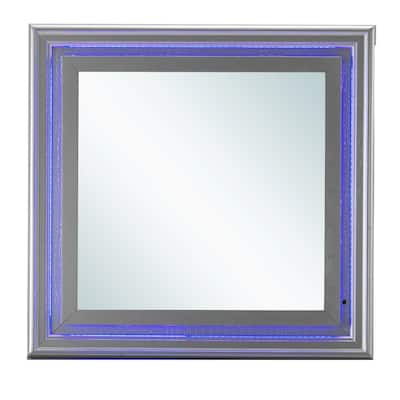 Wooden Framed Square Dresser Mirror - 38" - Silver Champagne Finish