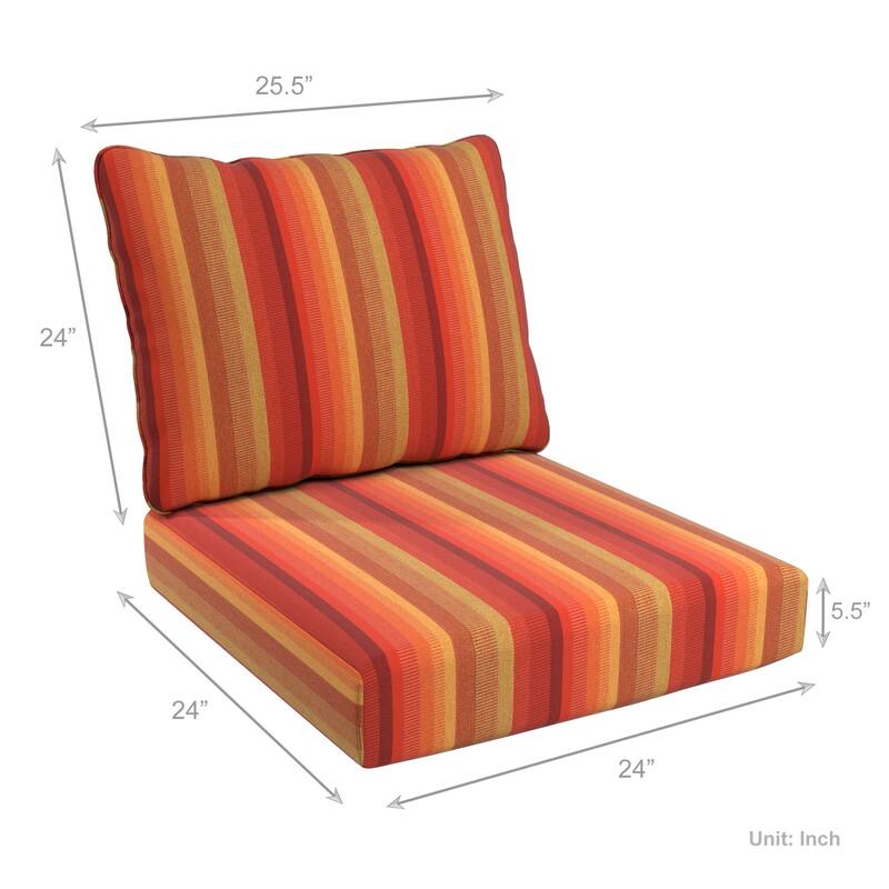 California Umbrella Outdoor Deep Seat Cushion Set, 24" x 48", Sunbrella Fabric, Densified Fiber Fill