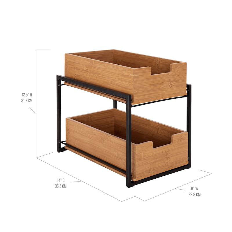 Seville Classics 2-Tier Bamboo Sliding Baskets