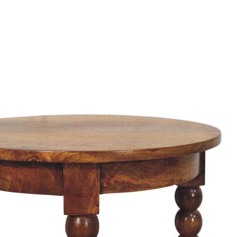 Artisan Furniture Solid Wood Spindle Round Side Table , Brown