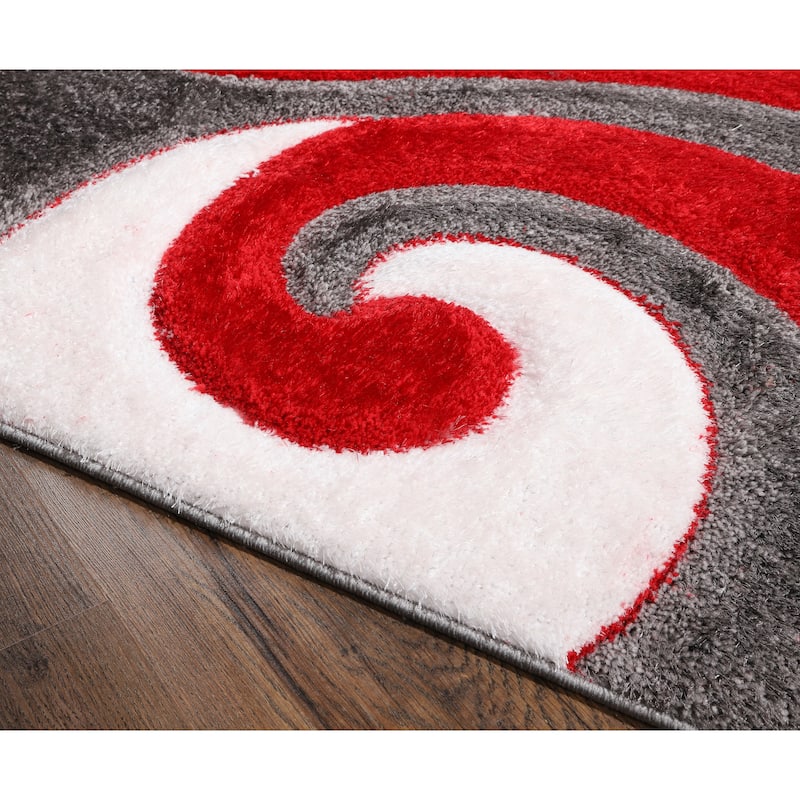Santorini Collection Red/Grey Swirl Area Rug