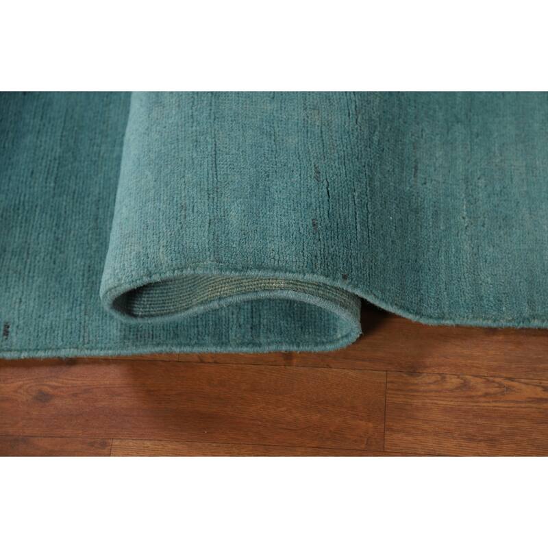 Modern Aqua Gabbeh Oriental Foyer Rug Handmade Wool Carpet - 3'1" x 4'10"