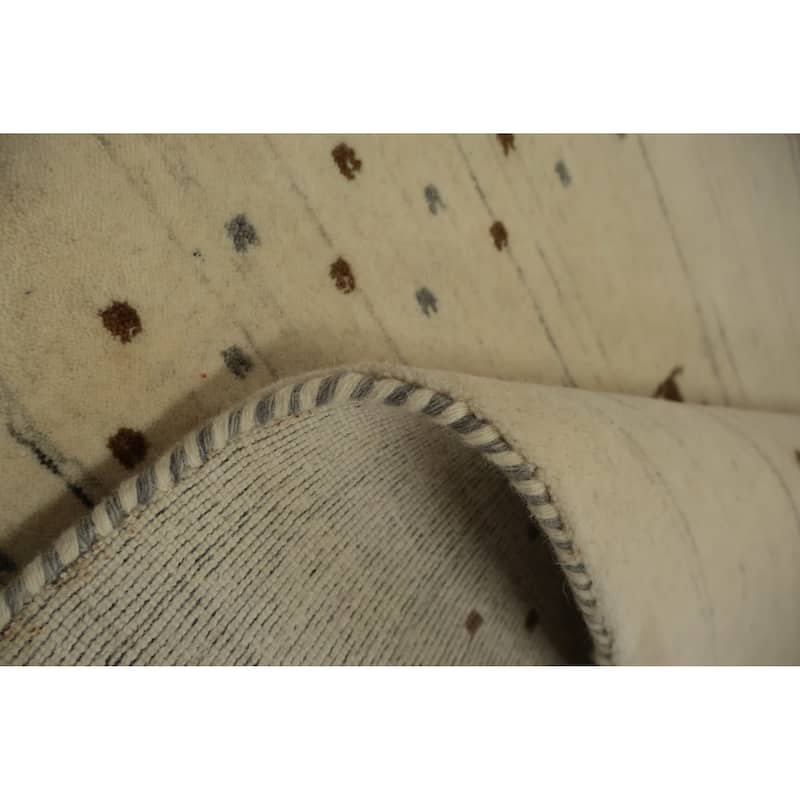 Hand Knotted Oriental 100% Wool Carpet Tribal Animal Pictorial Beige & Ivories Gabbeh Area Rug - 5' 2'' X 3' 3''