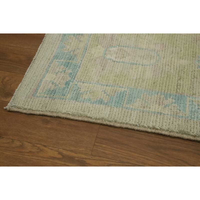 Vegetable Dye Wool Oushak Turkish Area Rug Floral Geometric - 12' 1'' X 8' 9''