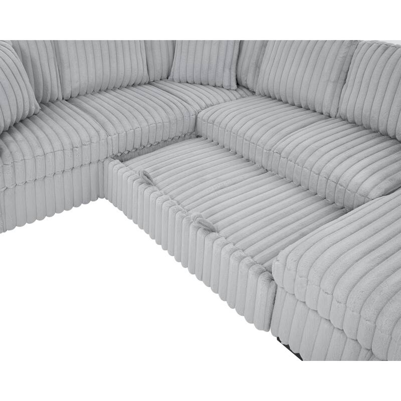 122" Oversized U Shape Sectional Sleeper Sofa Bed with USB Ports and Comfy Upholstered