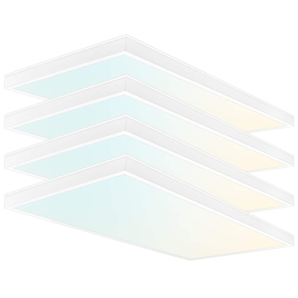 LUXRITE 1x2 Slim Surface Mount Panel Light 5CCT Dimmable 2000/2650/3300 Lumens 18/24/30W Edge Lit 4 Pack