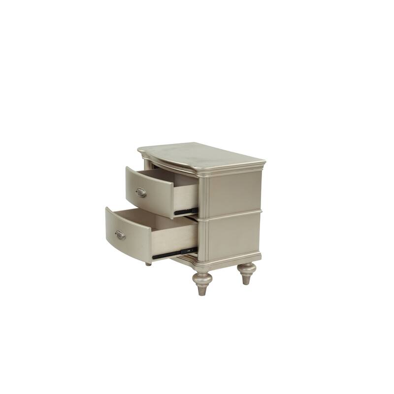 Wooden Nightstand in Champagne, Stylish Bedroom Storage Table, 28" x 17" x 28"H